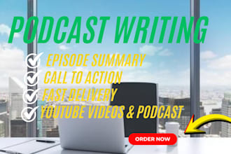 write SEO podcast show notes, summaries, timestamps and social captions