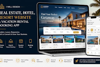 design real estate, hotel, resort website and vacation rental booking app