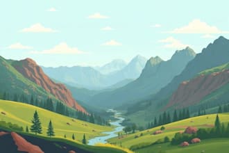 draw a flat vector landscape illustration