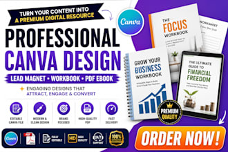 design professional canva lead magnet, workbook, pdf ebook