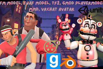 create custom sfm model, fnaf model, tf2, gmod playermodel, mmd, vrchat avatar