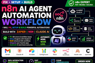 fix setup n8n ai agent automation workflow build zapier n8n claude ai n8n expert