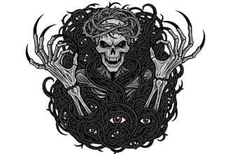 craft dark art, concept, cartoon, linocut t shirt
