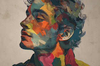 create a professional abstract painting art , abstract portrait