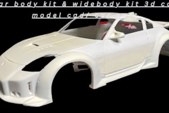 do 3d car model body kit design, custom automotive parts rc car widebody kit cad