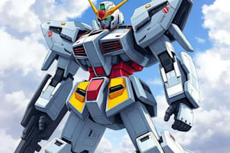 draw mecha robot,armor,gundam in anime or realism style