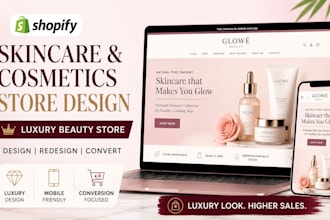 shopify skincare, cosmetics store design, luxury beauty storefront and redesign