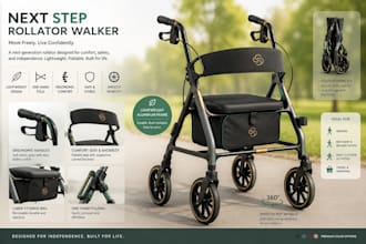 design ergonomic foldable lightweight rollator walker