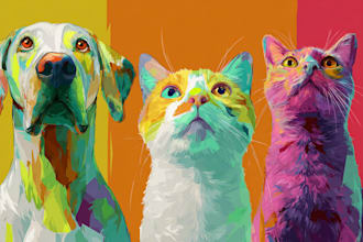create professional animal pop art illustration with vibrant colors