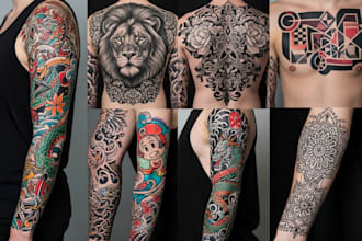create custom tattoo designs in any style full sleeves back chest and more
