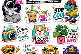 design custom cartoon sticker, die cut sticker and product label
