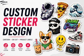 design custom cartoon sticker, die cut sticker and product label