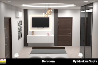 design modern 3d bedroom interior and luxury