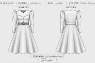 create professional fashion flat sketches for womenswear