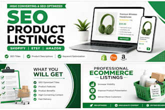 write SEO product listings for shopify etsy and amazon