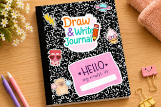 design a KDP kids draw and write journal, handwriting
