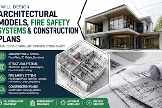 design california architectural models, fire safety systems, construction plans