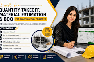 do quantity takeoff, material estimation and boq for construction projects