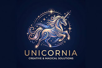 design a magical unicorn logo for brands, businesses, and creative projects