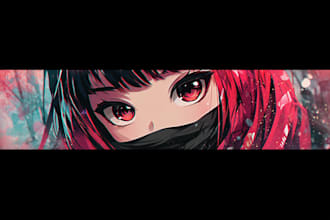 design cute anime banner or headers with matching profile