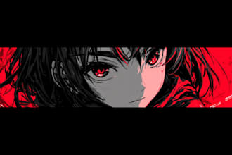 design a youtube banner, logo, and create custom cartoon, kids, vtuber, anime
