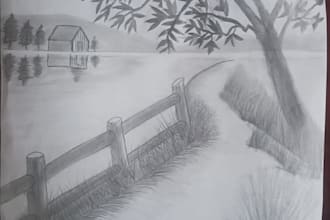 draw beautiful pencil sketch sceneries and faceless aesthetic art
