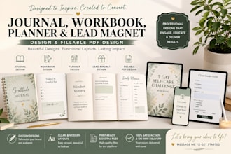 do journal design workbook design planner design lead magnet fillable pdf design