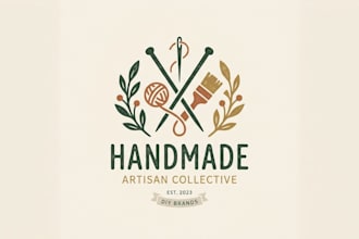 design a creative crafting logo for handmade businesses, artisans and DIY brands