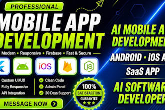 do ai mobile app development, android IOS app, saas app, ai software developer