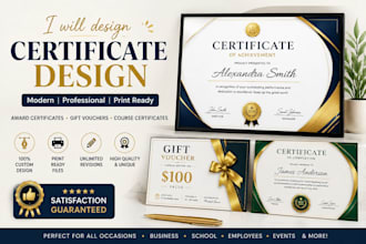 design a professional certificate, award, diploma, or gift certificate