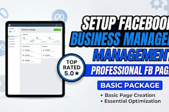 setup facebook business manager, professional fb page, and fix ads account