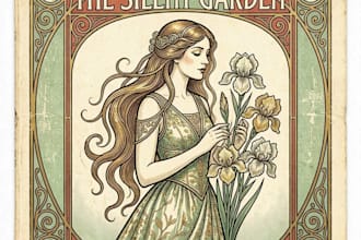 illustrate a vintage art nouveau book cover