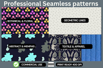 design professional seamless patterns for textile fabric and apparel