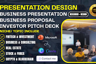 design investor pitch deck, business proposal, b2b animated presentation