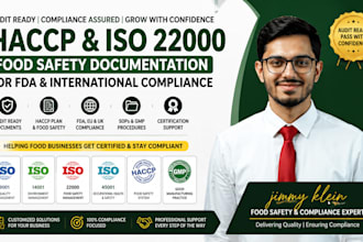 create  haccp plan and iso 22000 food safety documentation for fda compliance