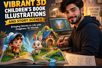 do  vibrant 3d children book illustrations and story scenes