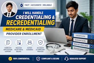 handle recredentialing, credentialing, medicare and medicaid provider enrollment