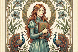 illustrate an art nouveau book cover without