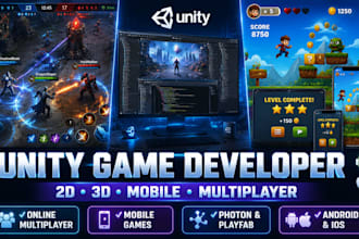 develop 2d,3d online multiplayer game, mobile game app developer in unity
