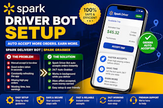setup spark driver bot, spark delivery bot auto accept orders bot, spark grabber