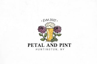 create handcrafted vintage badge and round logo