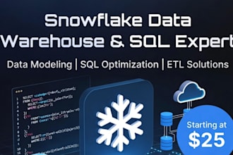 build snowflake data warehouse sql scripts and data models