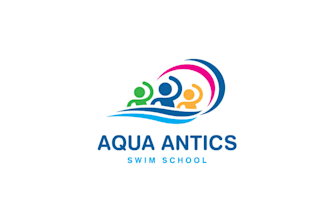 design spotless modern swimming school logo