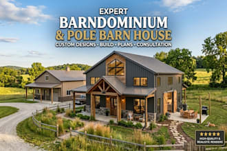 be your architect for barndominium pole barn house, floor plan, building designs