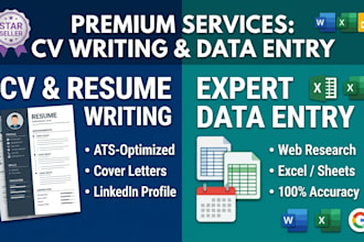 provide professional CV writing, resume design and expert data entry services