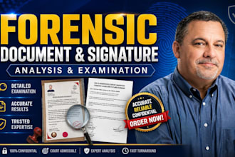 do forensic document, signature matching analysis,  examination with report