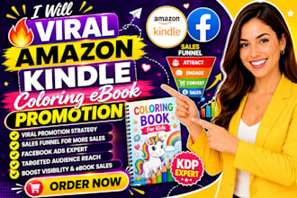 viral amazon kindle coloring ebook promotion, ebook sales funnel, facebook ads