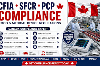 provide canadian food compliance document, cfia sfcr pcp and traceability