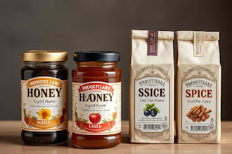 professional packaging design, honey label, spice label, coffee label box design