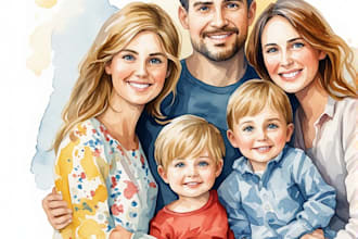 custom watercolor family portrait